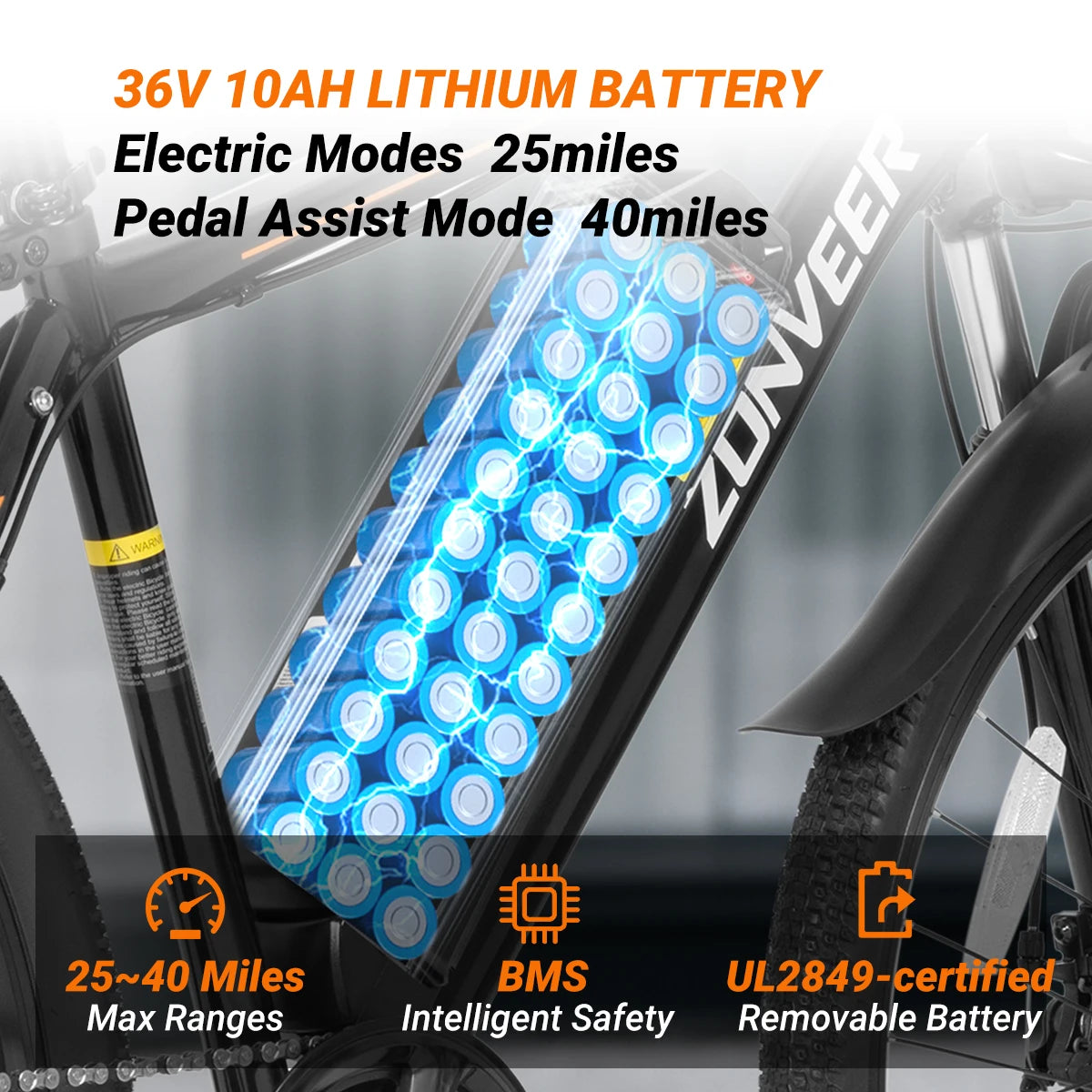 Dyu Electric Bicycle Peak 1000W Motor 360Wh Battery