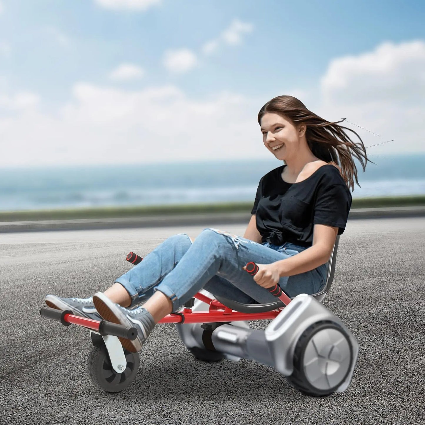 Bymaocar Hoverboard Go Kart Seat With Rear Shock Absorption