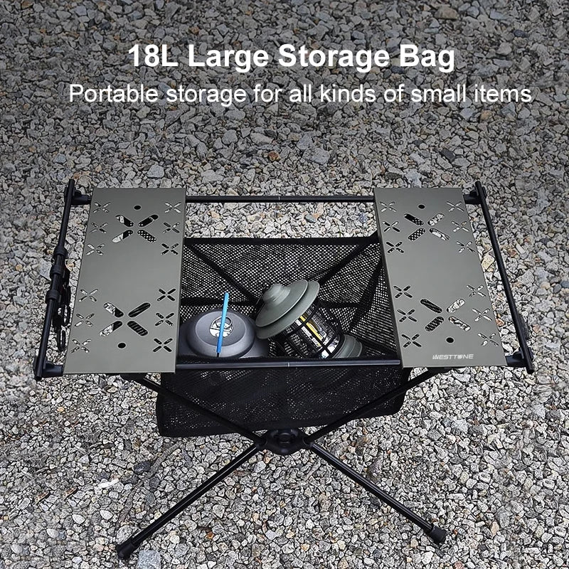 WESTTUNE Folding Camping Table Aluminum Lightweight Storage Mesh Bag