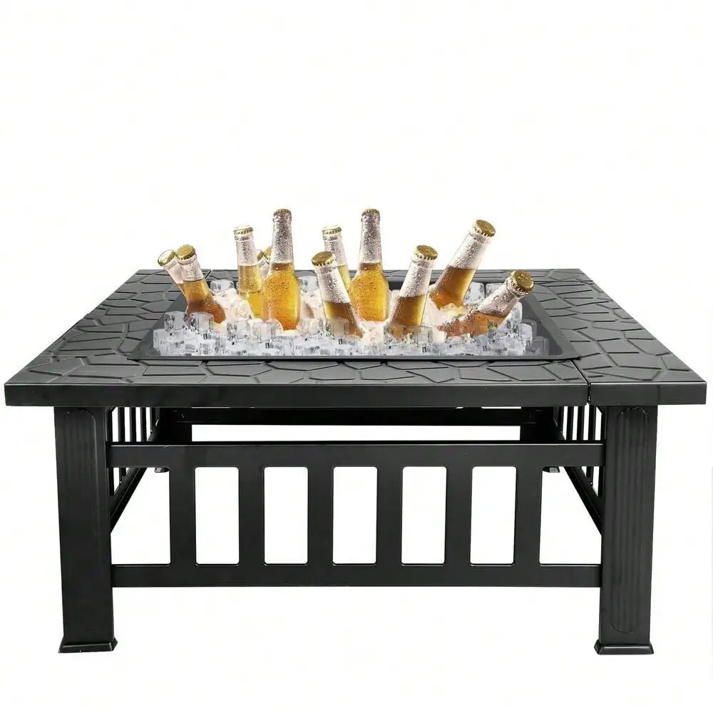 Hign-Concerned Fire Pit Metal Square Outdoor Patio With Cover