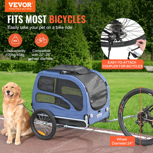 SucceBuy Pet Bike Trailer 100lbs Capacity Collapsible