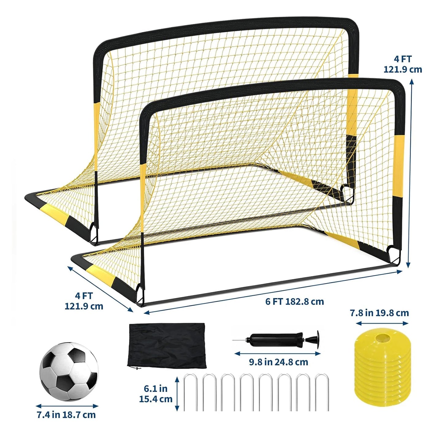 HiMISS Soccer Goal Set Portable Backyard Training with Nets