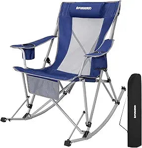 Rocking Camping Chair High Mesh Back For Lawn Patio Garden