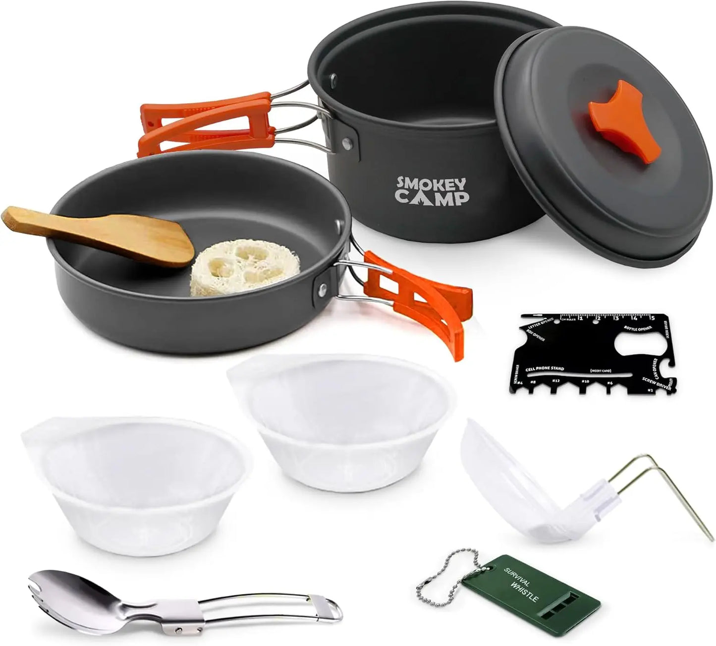 Camping Cookware Mess Kit With Stove Nonstick Aluminum Set