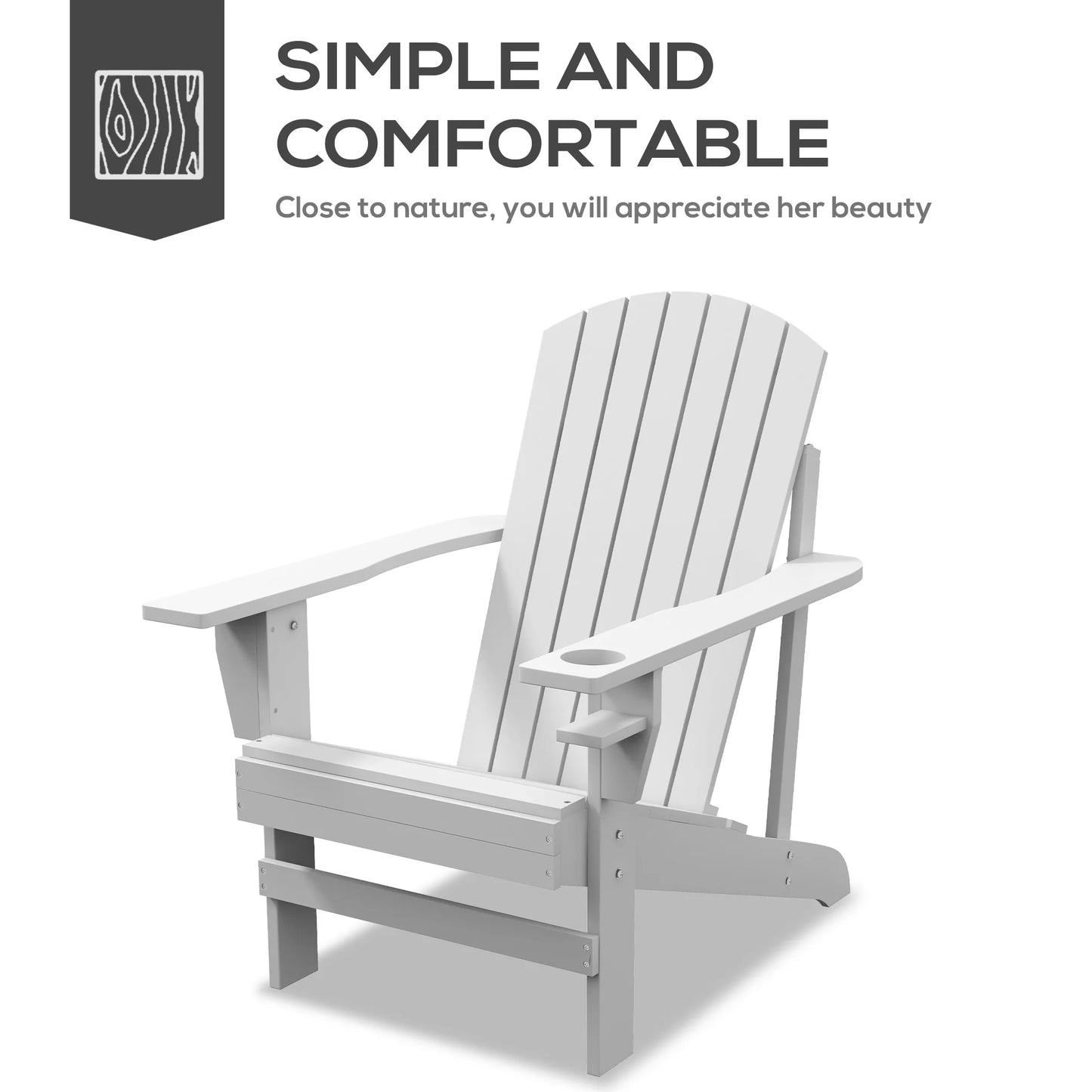 Outsunny Wooden Adirondack Chair for Outdoor Patio Relaxed Back