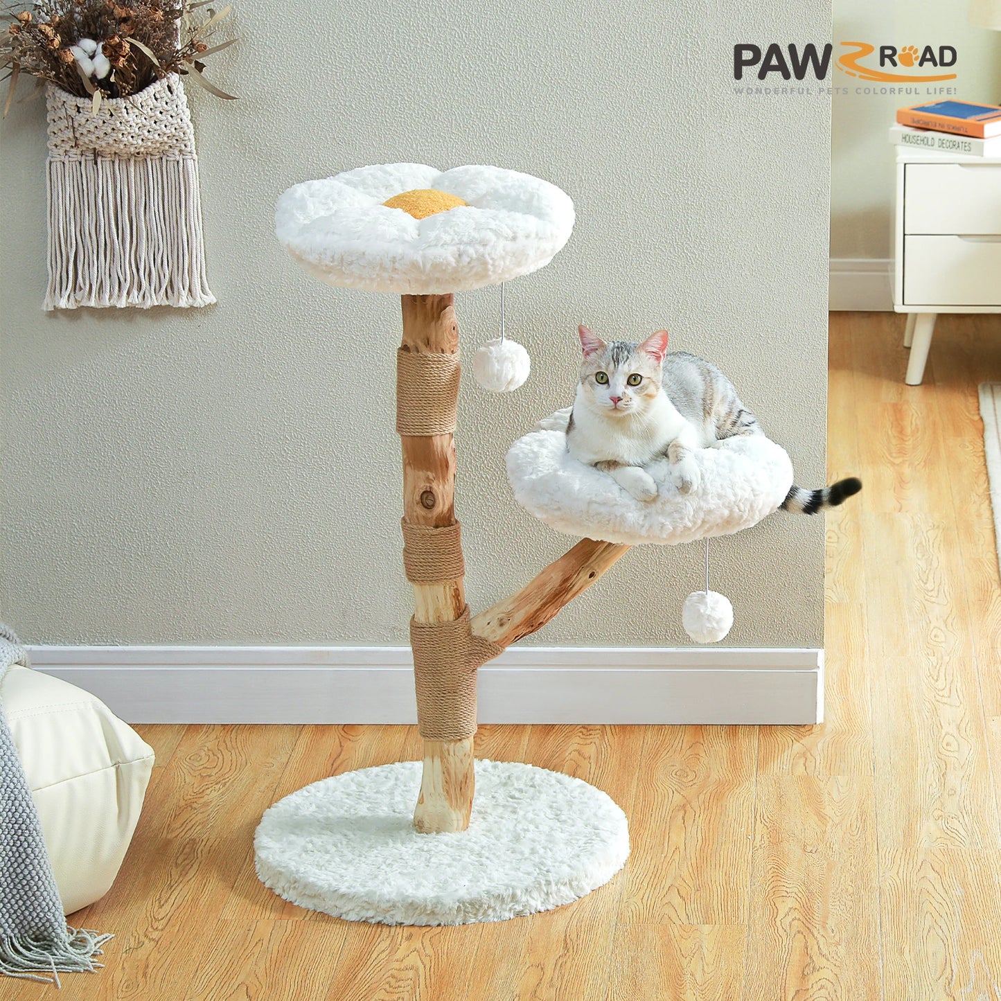 PAWZ Road Flower Cat Tree Premium Solid Wood Construction
