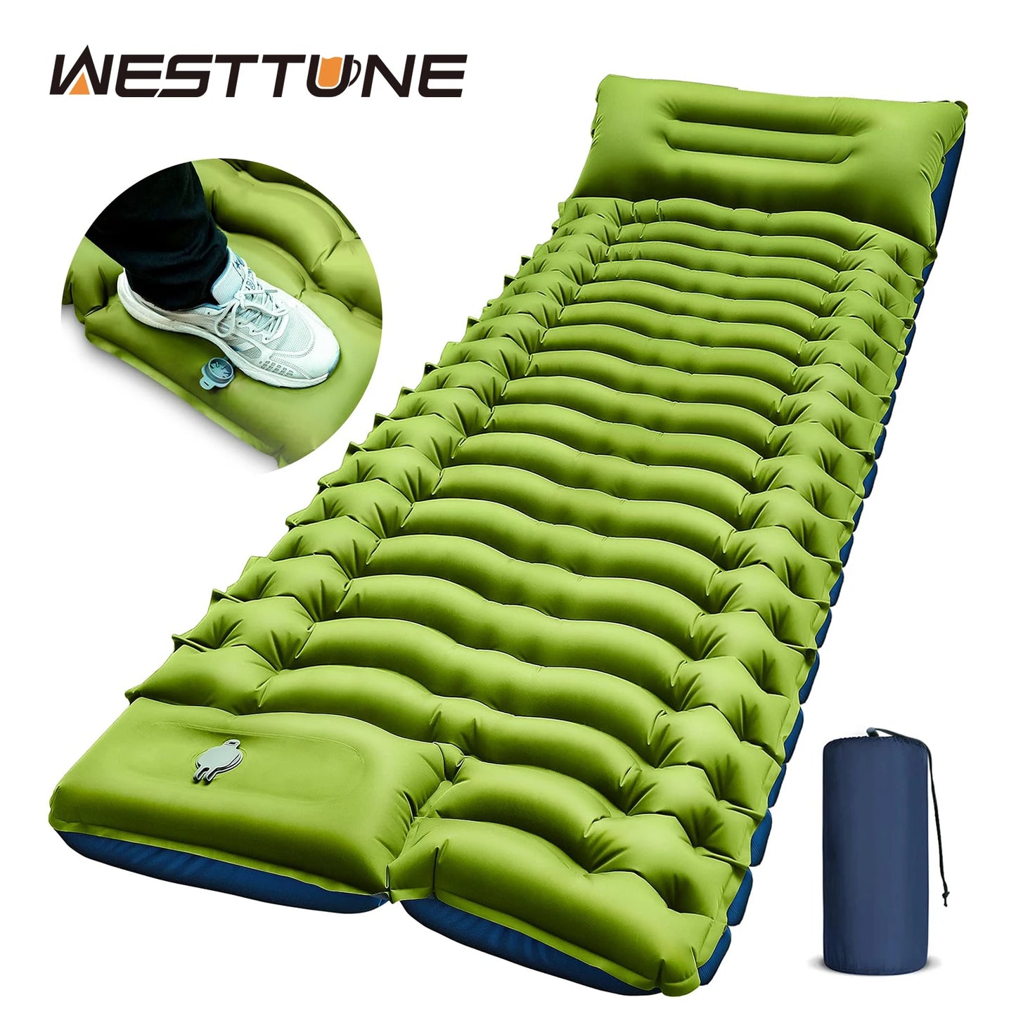 WEST TUNE Camping Sleeping Pad Ultralight with Built In Pump