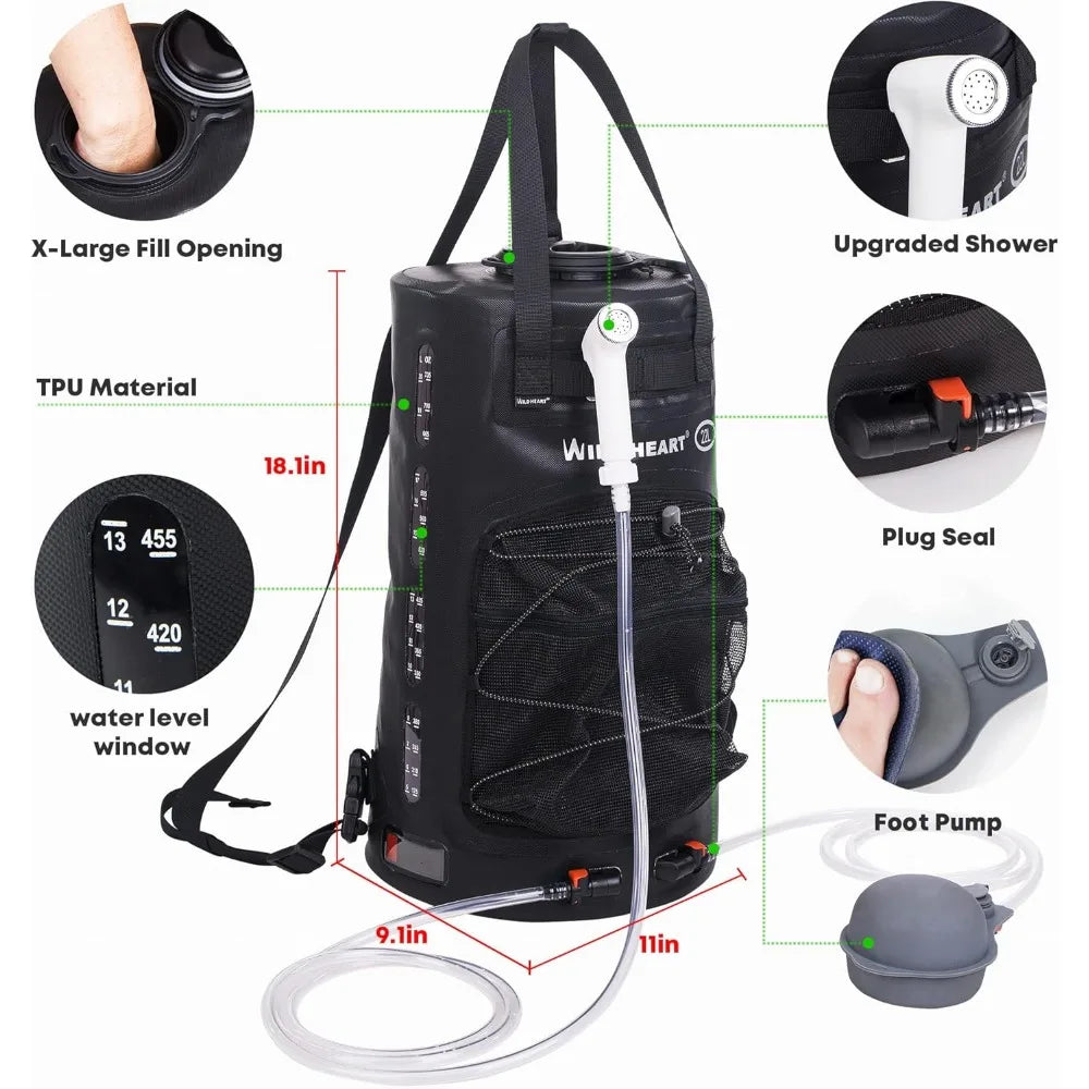 YTYIN Camping Shower Bag Upgraded Screw Lid System