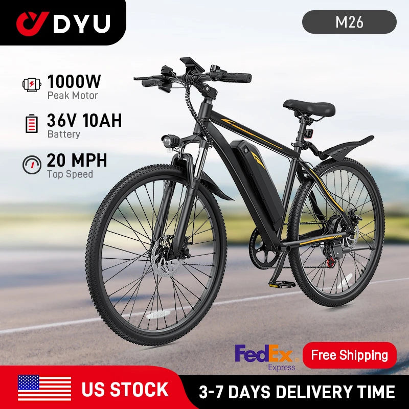 Dyu Electric Bicycle Peak 1000W Motor 360Wh Battery