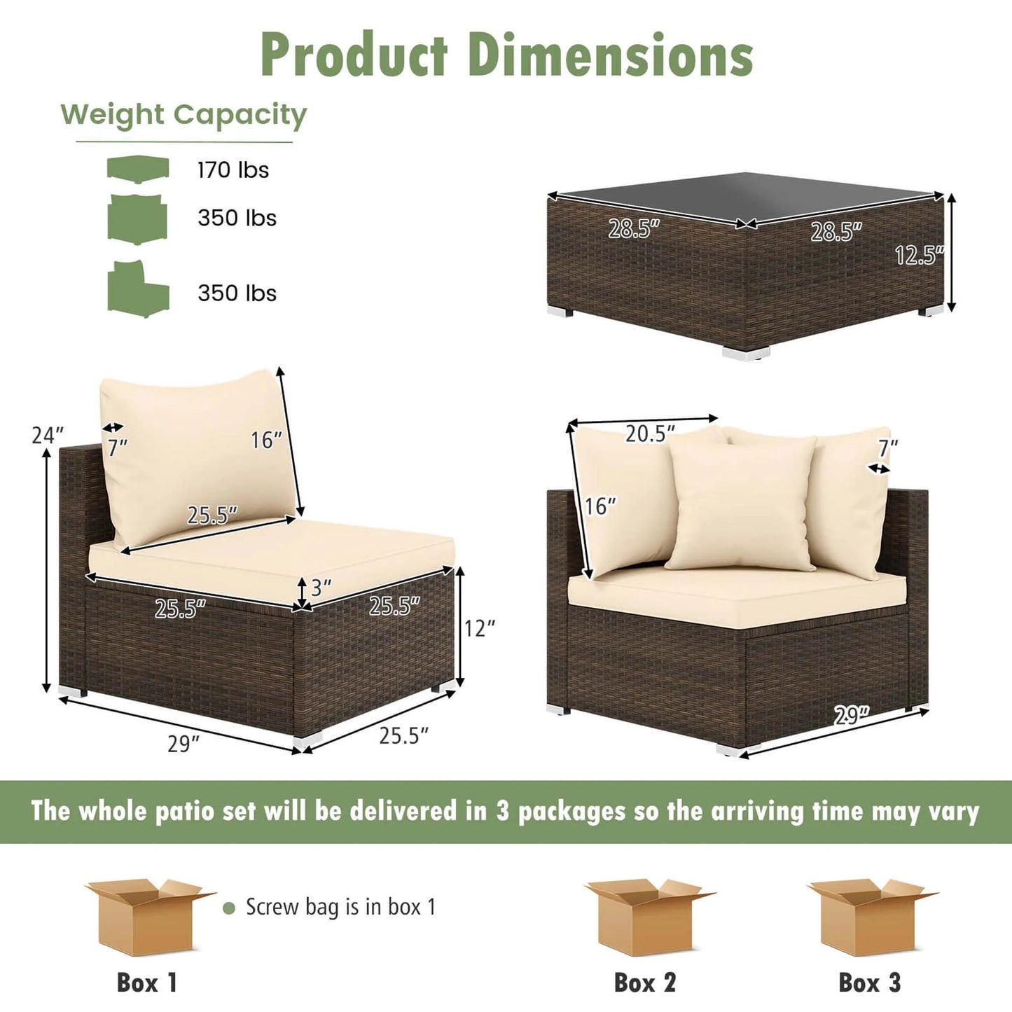 HOMASIS Patio Rattan Furniture Set Cushioned Sectional