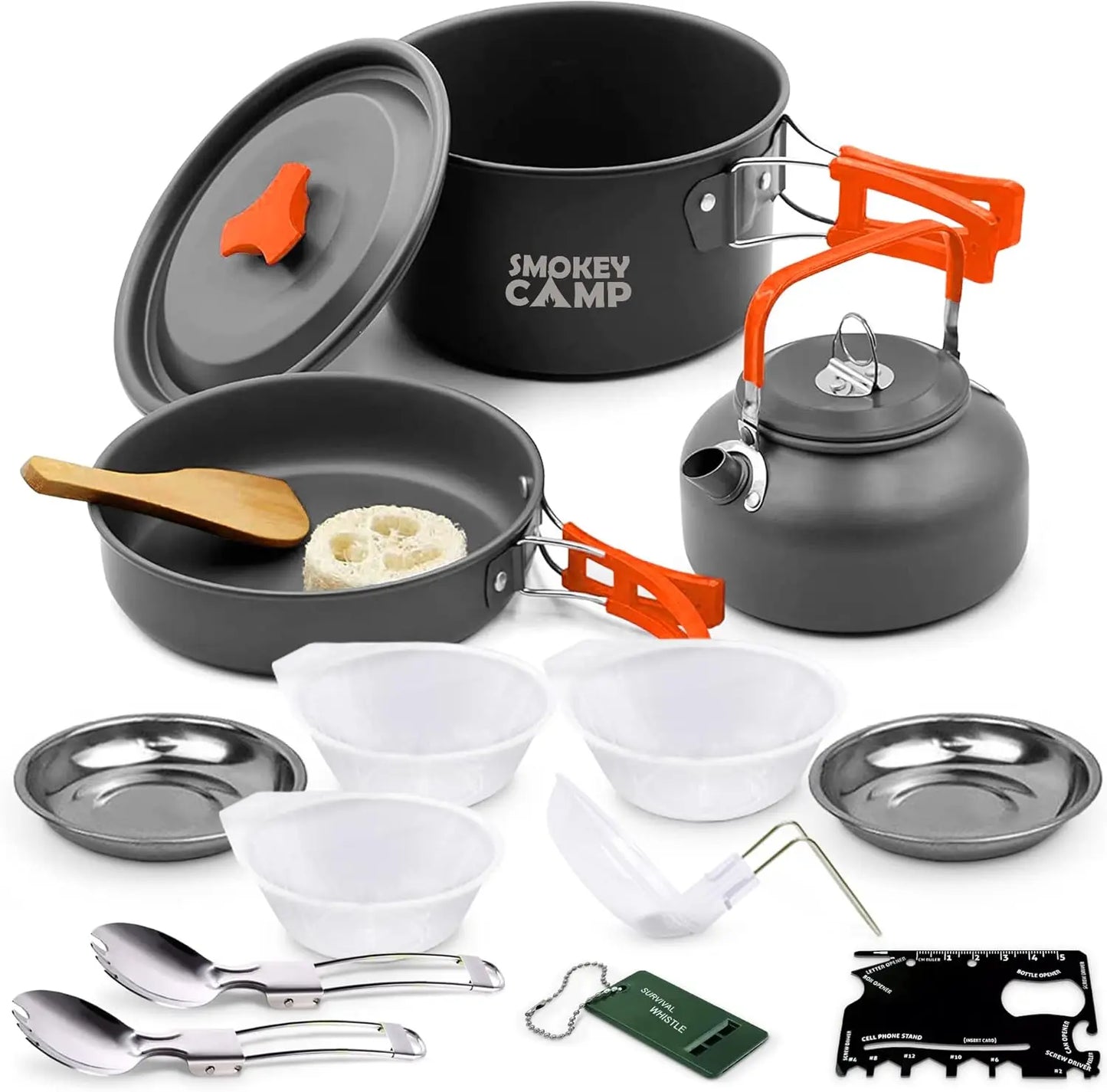 Camping Cookware Mess Kit With Stove Nonstick Aluminum Set