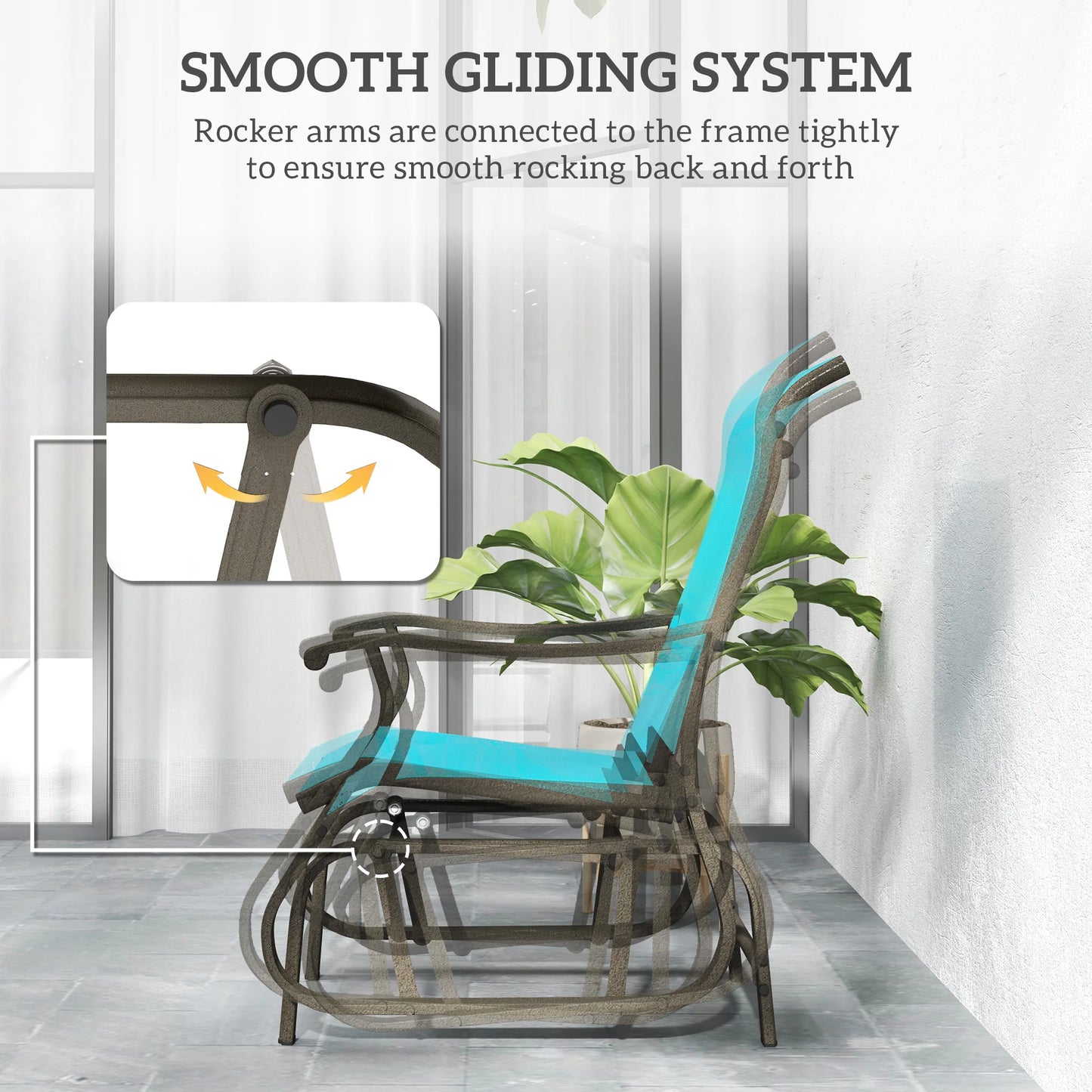 Outsunny Outdoor Glider Chair Steel With Smooth Gliding