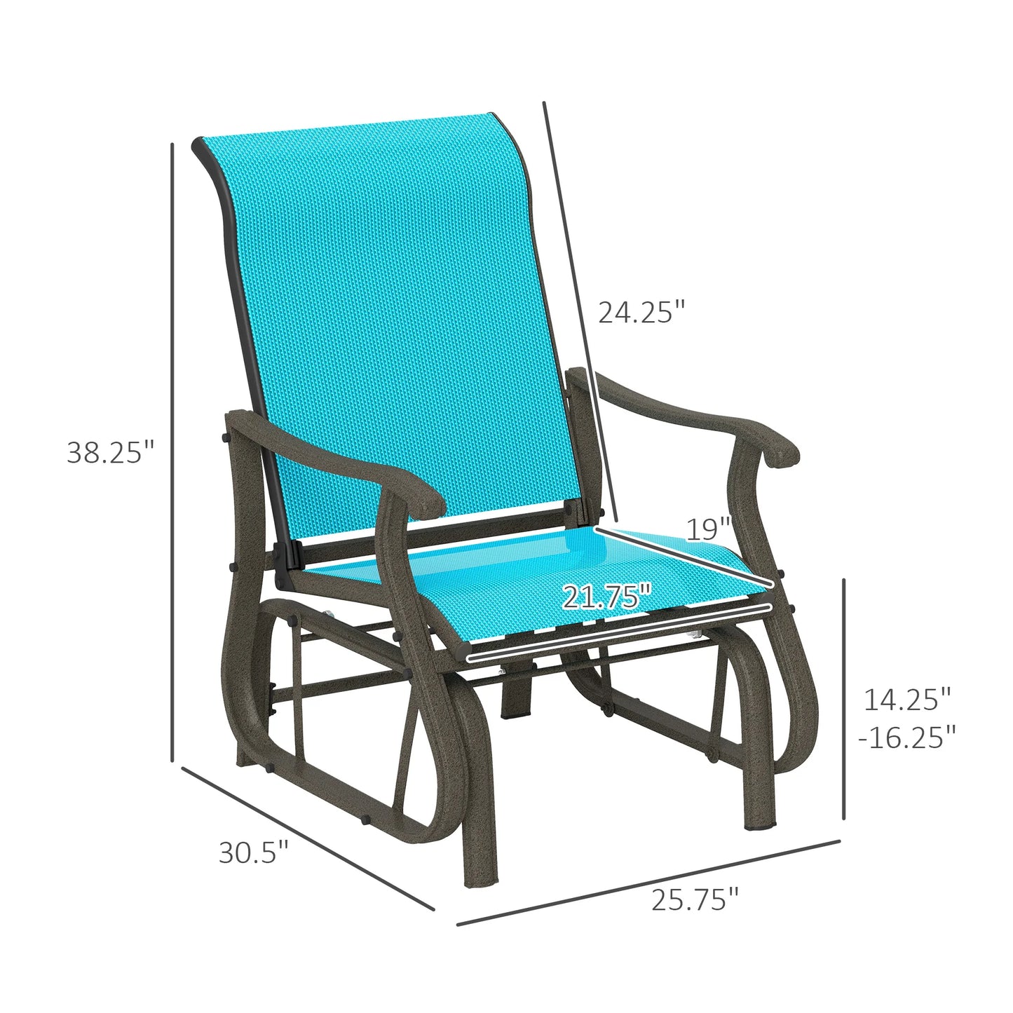Outsunny Outdoor Glider Chair Steel With Smooth Gliding