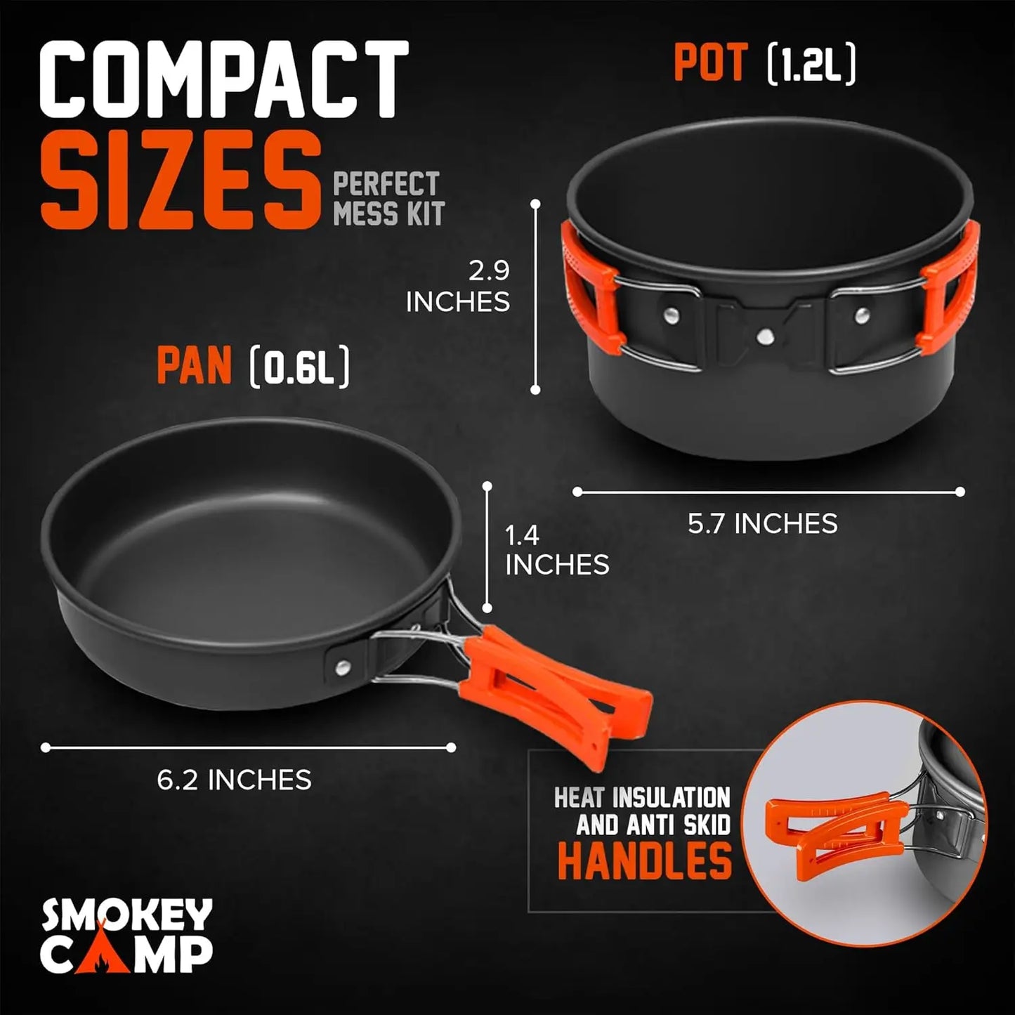 Camping Cookware Mess Kit With Stove Nonstick Aluminum Set