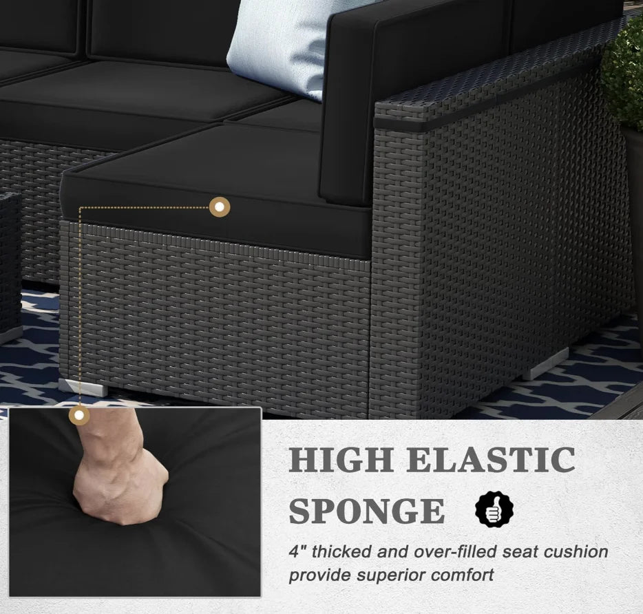 Patio Furniture Set Wicker With Gas Fire Pit Table