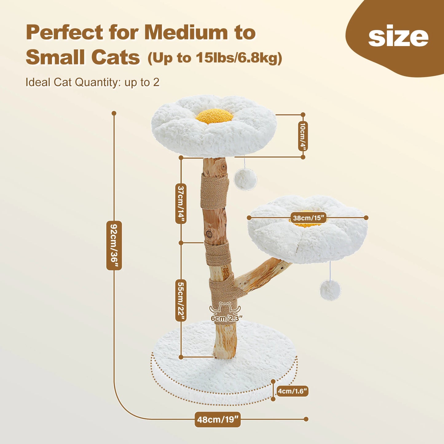 PAWZ Road Flower Cat Tree Premium Solid Wood Construction