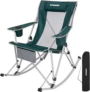 Rocking Camping Chair High Mesh Back For Lawn Patio Garden