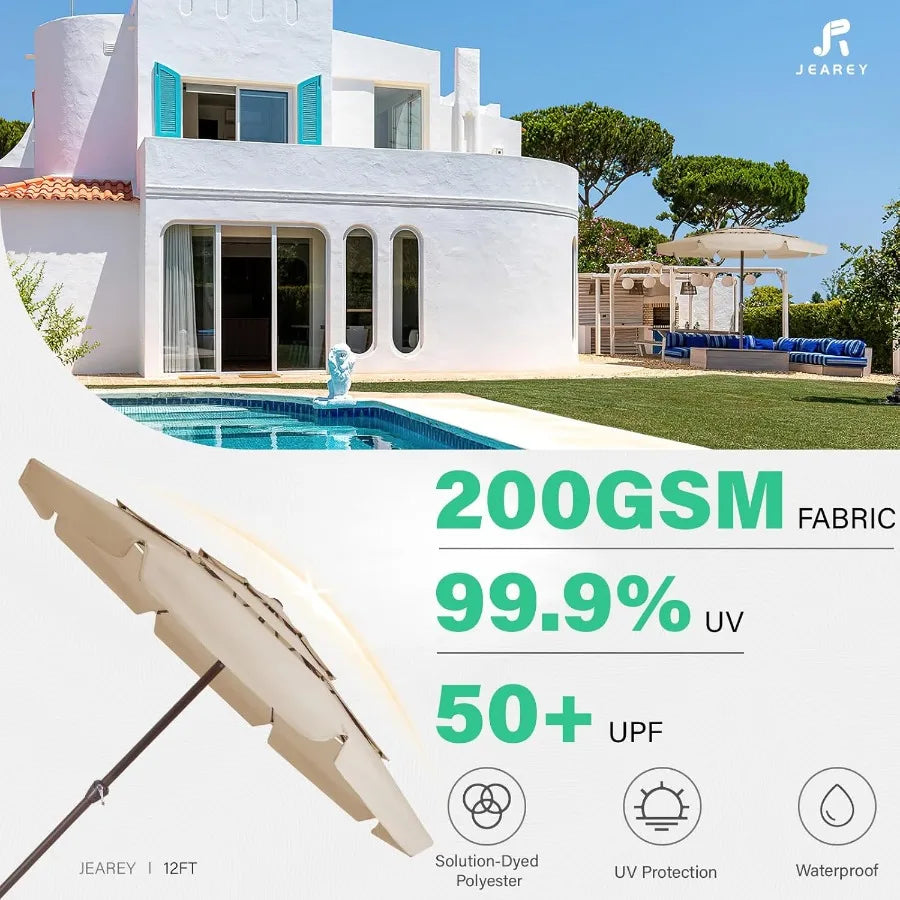 Patio Umbrella With Crank No Tilt UV Protection Waterproof