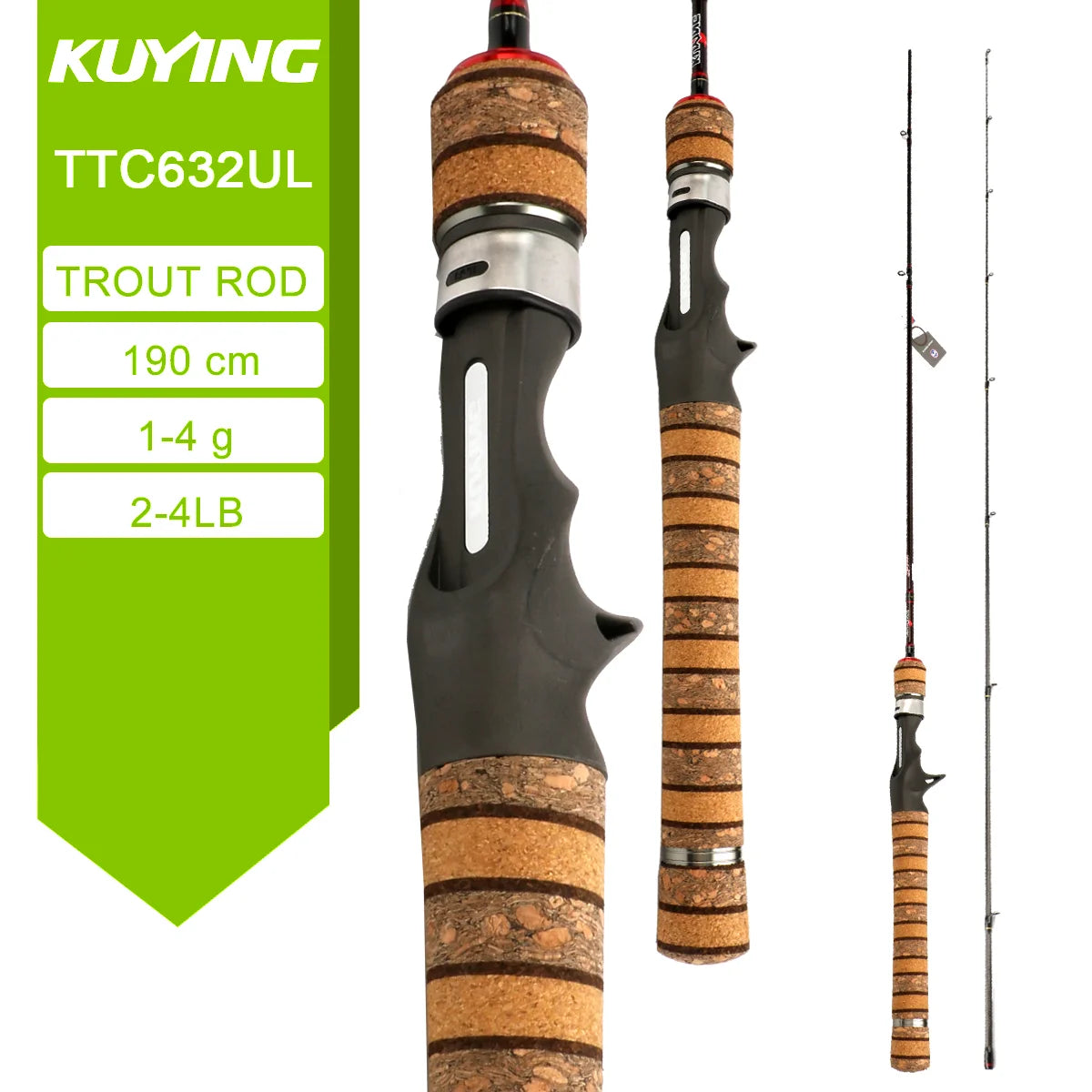 KUYING Fishing Rod Carbon Casting Lure Rod for River