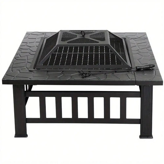 Hign-Concerned Fire Pit Metal Square Outdoor Patio With Cover
