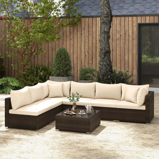 HOMASIS Patio Rattan Furniture Set Cushioned Sectional