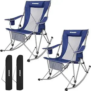 Rocking Camping Chair High Mesh Back For Lawn Patio Garden