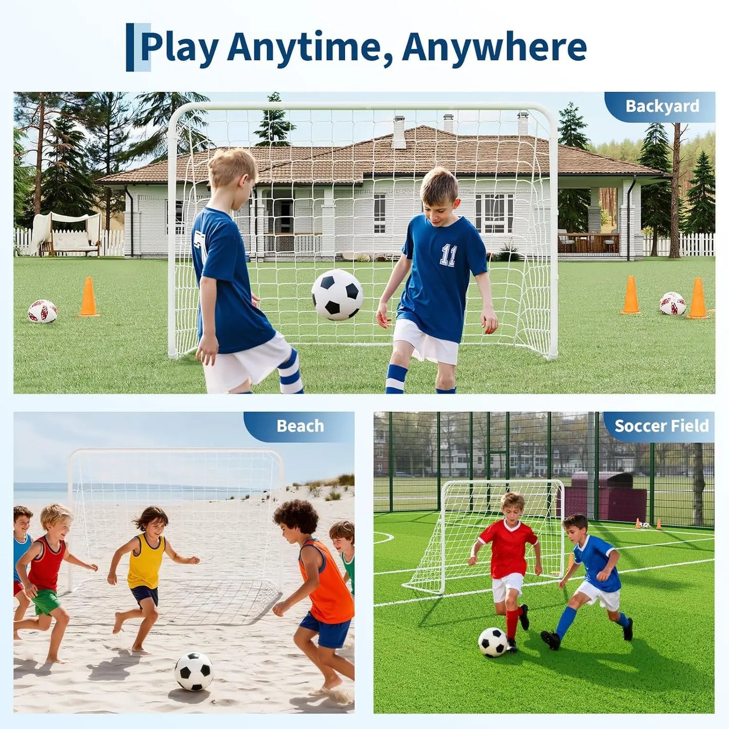 HiMISS Portable Soccer Goal, Heavy-Duty Steel Frame