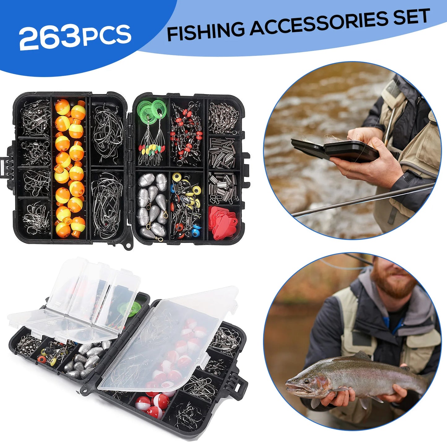Docooler Fishing Accessories Set with Tackle Box and Hooks