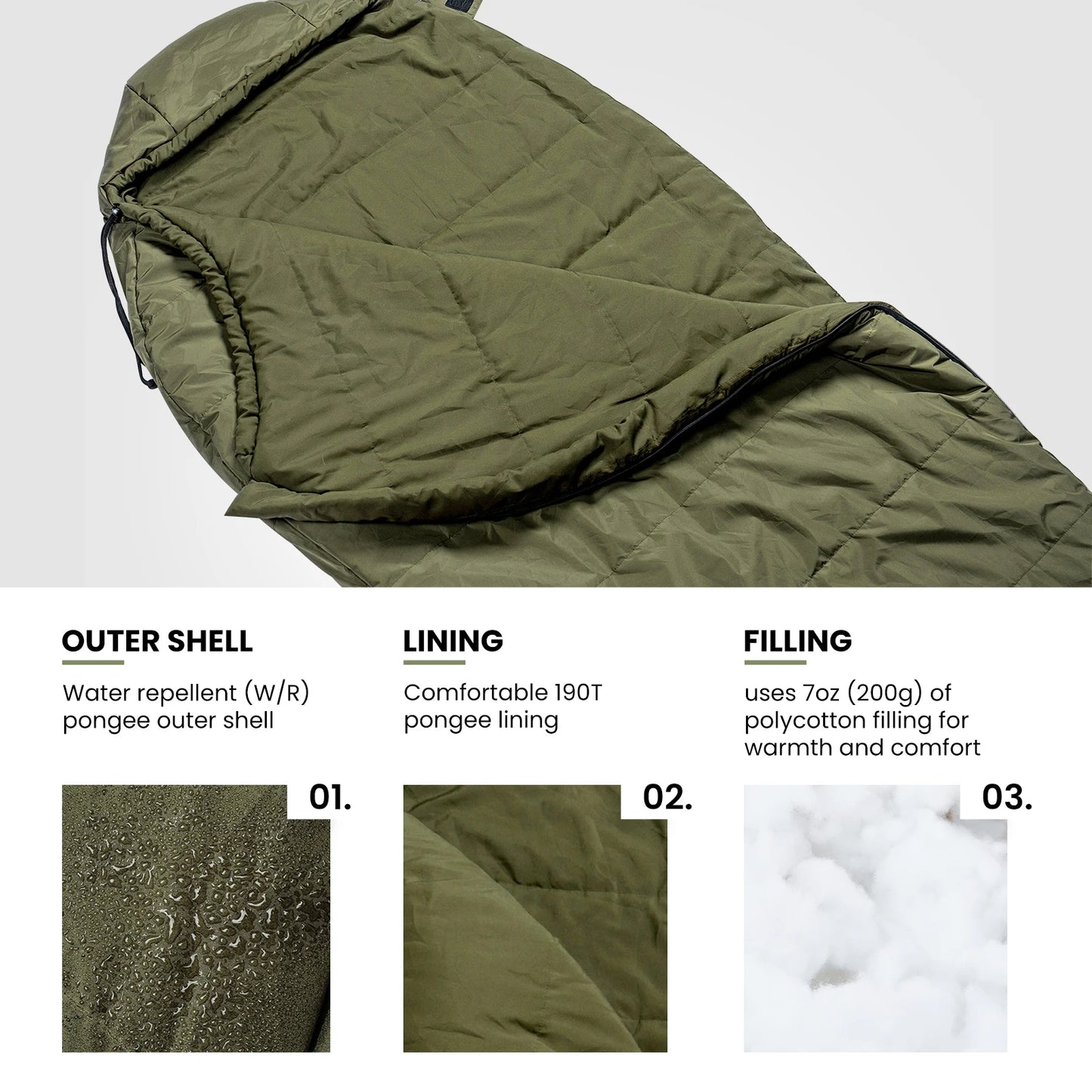 OneTigris Sleeping Bag Mummy Style Bushcraft For Camping